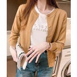 キャメル | クルーネックニットカーディガン シンプル | Miniministore
