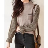 ベージュ | チェック柄ドッキングニットレディース秋服 | Miniministore