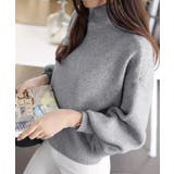 グレー | 韓国風リブニットトップスハイネックニット | Miniministore