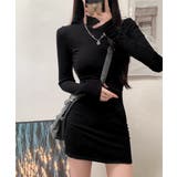 ブラック*綿素材 | ロングTシャツ 重ね着フィットカットソー | Miniministore