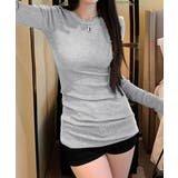 グレー*デロン素材 | ロングTシャツ 重ね着フィットカットソー | Miniministore