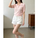 襟付き ポロニット ケーブル半袖トップス | Miniministore | 詳細画像17