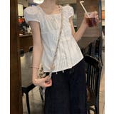 パフスリーブ プリーツリボンブラウス半袖 | Miniministore | 詳細画像11 