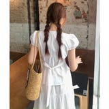 パフスリーブ プリーツリボンブラウス半袖 | Miniministore | 詳細画像6 