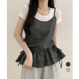 チェック柄 フリルキャミソールチュニック | Miniministore | 詳細画像1 