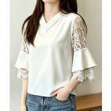 花柄レースVネックブラウスフレア袖春夏服 | Miniministore | 詳細画像1 
