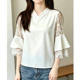 花柄レースVネックブラウスフレア袖春夏服 | Miniministore | 詳細画像2 
