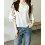 花柄レースVネックブラウスフレア袖春夏服 | Miniministore | 詳細画像3 