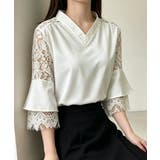 花柄レースVネックブラウスフレア袖春夏服 | Miniministore | 詳細画像7 