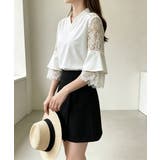 花柄レースVネックブラウスフレア袖春夏服 | Miniministore | 詳細画像8 
