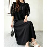 袖花柄チュールドッキングロングワンピース | Miniministore | 詳細画像5 