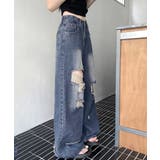 ダメージ デニムワイドパンツ レディース | Miniministore | 詳細画像4 