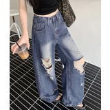 ダメージ デニムワイドパンツ レディース | Miniministore | 詳細画像5 