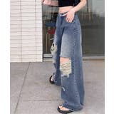 ダメージ デニムワイドパンツ レディース | Miniministore | 詳細画像6 