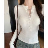 ハーフボタンカットソー長袖タイトtシャツ | Miniministore | 詳細画像6 