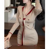 リボンタイミニワンピース配色ニットドレス | Miniministore | 詳細画像15