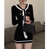 リボンタイミニワンピース配色ニットドレス | Miniministore | 詳細画像16