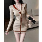 リボンタイミニワンピース配色ニットドレス | Miniministore | 詳細画像4