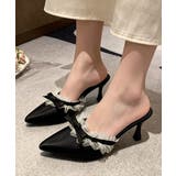 ドット柄ミュールパンプスポインテッドトゥ | Miniministore | 詳細画像10 