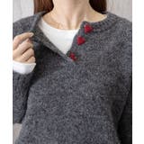 ハートボタンニットトップス ハーフボタン | Miniministore | 詳細画像13 