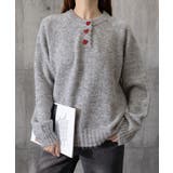 ハートボタンニットトップス ハーフボタン | Miniministore | 詳細画像17 