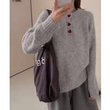 ハートボタンニットトップス ハーフボタン | Miniministore | 詳細画像3 