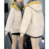 配色フード付き中綿ジャケットレディース冬 | Miniministore | 詳細画像1