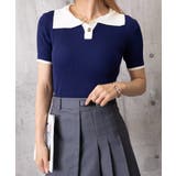 ポロニットトップス半袖ポロシャツVネック | Miniministore | 詳細画像12