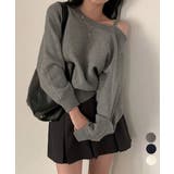 オフショルダーニットトップス肩見せ秋冬服 | Miniministore | 詳細画像1 