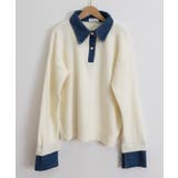 デニム切り替え レイヤード風ニットポロ襟 | Miniministore | 詳細画像22 