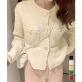 ゴールドボタンニットカーディガン 韓国風 | Miniministore | 詳細画像1 