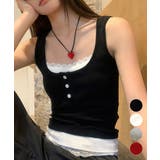 カップ付きタンクトップ重ね着風ブラトップ | Miniministore | 詳細画像1 