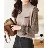 チェック柄ドッキングニットレディース秋服 | Miniministore | 詳細画像1