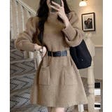 ベルト付きニットワンピースウエストマーク | Miniministore | 詳細画像1 