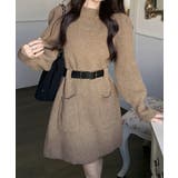 ベルト付きニットワンピースウエストマーク | Miniministore | 詳細画像3 