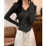 オープンカラーフロントギャザートップス | Miniministore | 詳細画像10 