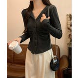 オープンカラーフロントギャザートップス | Miniministore | 詳細画像11 