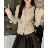オープンカラーフロントギャザートップス | Miniministore | 詳細画像13 