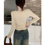 オープンカラーフロントギャザートップス | Miniministore | 詳細画像6 