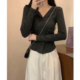 オープンカラーフロントギャザートップス | Miniministore | 詳細画像7 