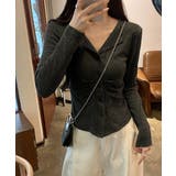 オープンカラーフロントギャザートップス | Miniministore | 詳細画像9 