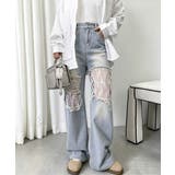 レースダメージデニムパンツ ワイドパンツ | Miniministore | 詳細画像11