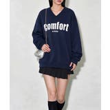 Vネックロゴプリント裏起毛スウェット長袖 | Miniministore | 詳細画像12