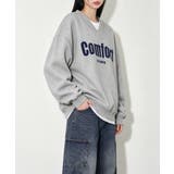 Vネックロゴプリント裏起毛スウェット長袖 | Miniministore | 詳細画像2