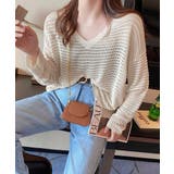 ベージュ | サマーニットVネックニットトップス韓国風 | Miniministore