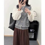 グレー | 上品ニットベスト 前開きジレ | Miniministore