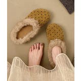 キャメル | ドット柄ファーサンダルサボサンダル秋冬靴 | Miniministore
