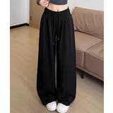 ブラック | スウェットパンツハイウエストワイドパンツ | Miniministore