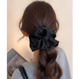 ブラック | 甘めヘアアクセサリー大人可愛い フェミニンヘアゴムきれいめポニーテールゴムお呼ば… | SUNSHINE CLOSET