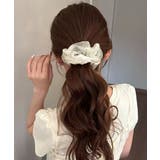 アイボリー | オーガンジーサテン ギャザーシュシュ 透け感シアー髪飾り | SUNSHINE CLOSET